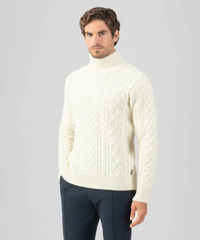 Ron Dorff Wool Cashmere Telemark Sweater Turtle Neck Off White Men Cashmere and Knitwear Tops