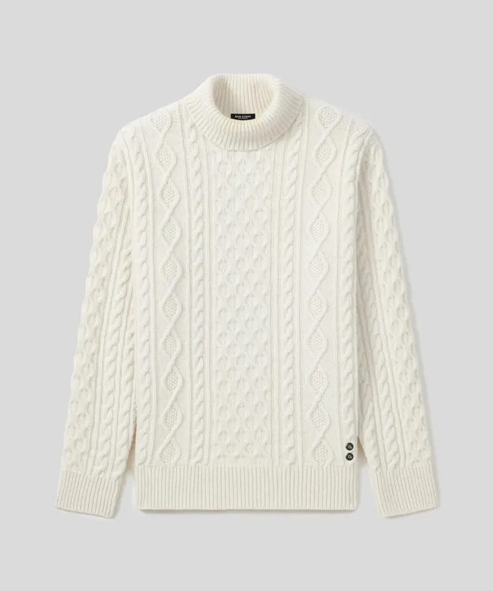 Ron Dorff Wool Cashmere Telemark Sweater Turtle Neck Off White Men Cashmere and Knitwear Tops