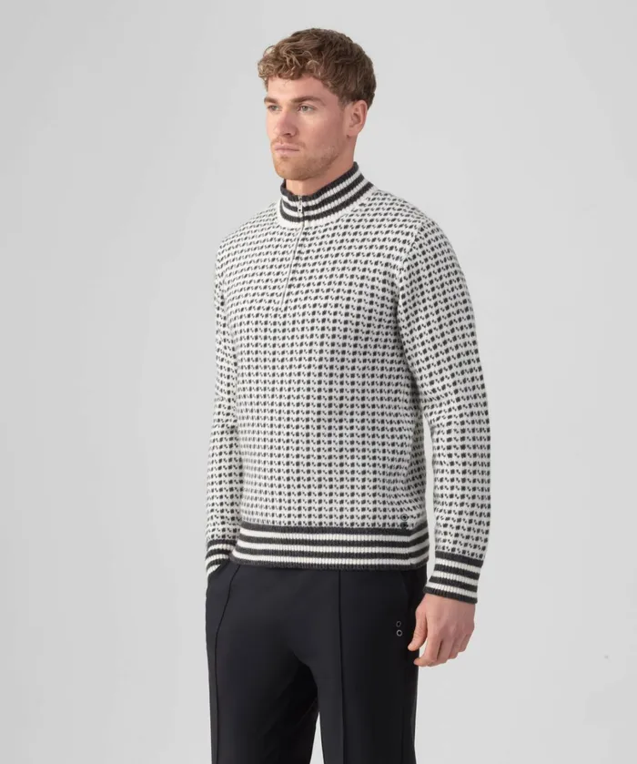 Ron Dorff Wool Sweater W Front Chest Zip Off White Men Cashmere and Knitwear Tops