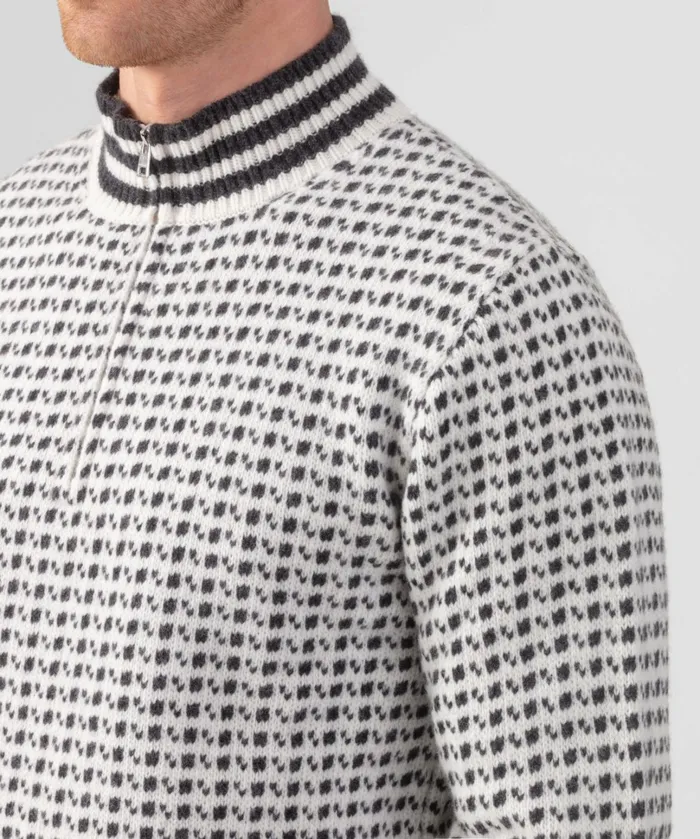 Ron Dorff Wool Sweater W Front Chest Zip Off White Men Cashmere and Knitwear Tops