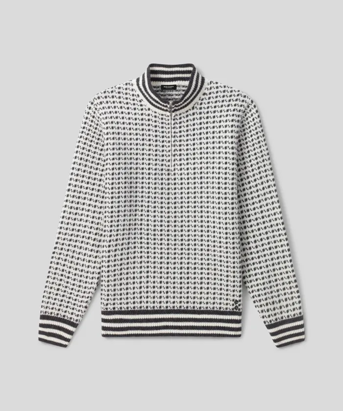Ron Dorff Wool Sweater W Front Chest Zip Off White Men Cashmere and Knitwear Tops