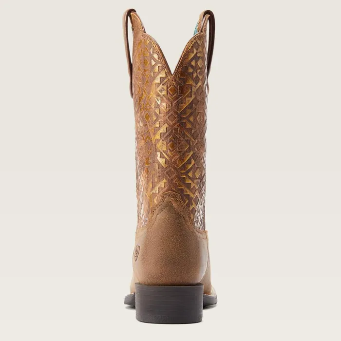 Round Up Wide Square Toe Western Boot Bare Brown Women Ariat Western Boots