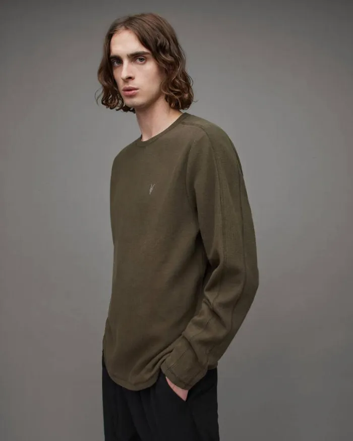 Rowe Long Sleeve Ramskull Crew TShirt Tea Leaf Green Men AllSaints TShirts