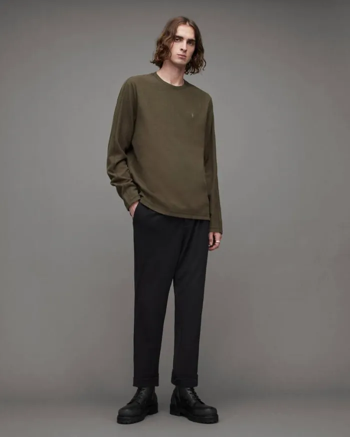 Rowe Long Sleeve Ramskull Crew TShirt Tea Leaf Green Men AllSaints TShirts