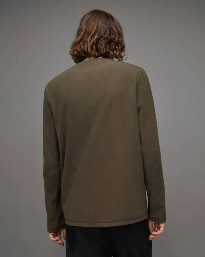 Rowe Long Sleeve Ramskull Crew TShirt Tea Leaf Green Men AllSaints TShirts