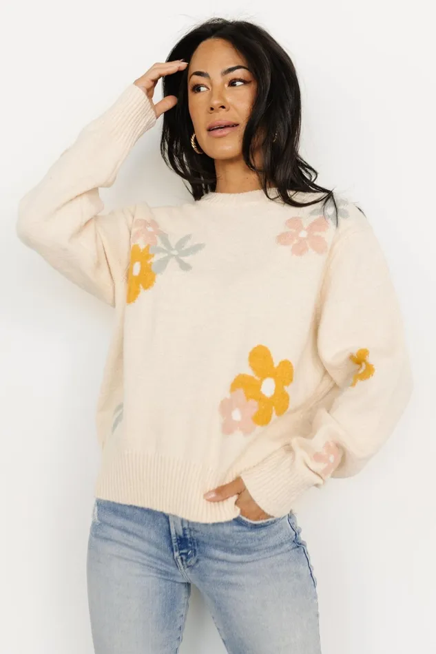 Roxy Sweater Cream Flower Women Baltic Born Sweaters