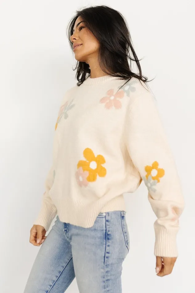 Roxy Sweater Cream Flower Women Baltic Born Sweaters Roxy Sweater Cream Flower Women Baltic Born Sweaters