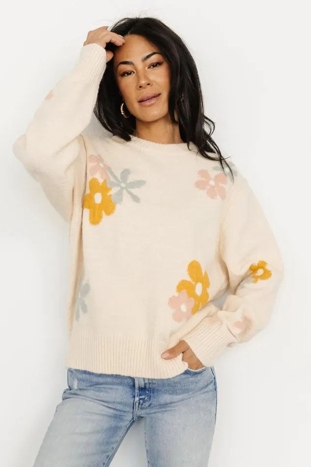 Roxy Sweater Cream Flower Women Baltic Born Sweaters Roxy Sweater Cream Flower Women Baltic Born Sweaters