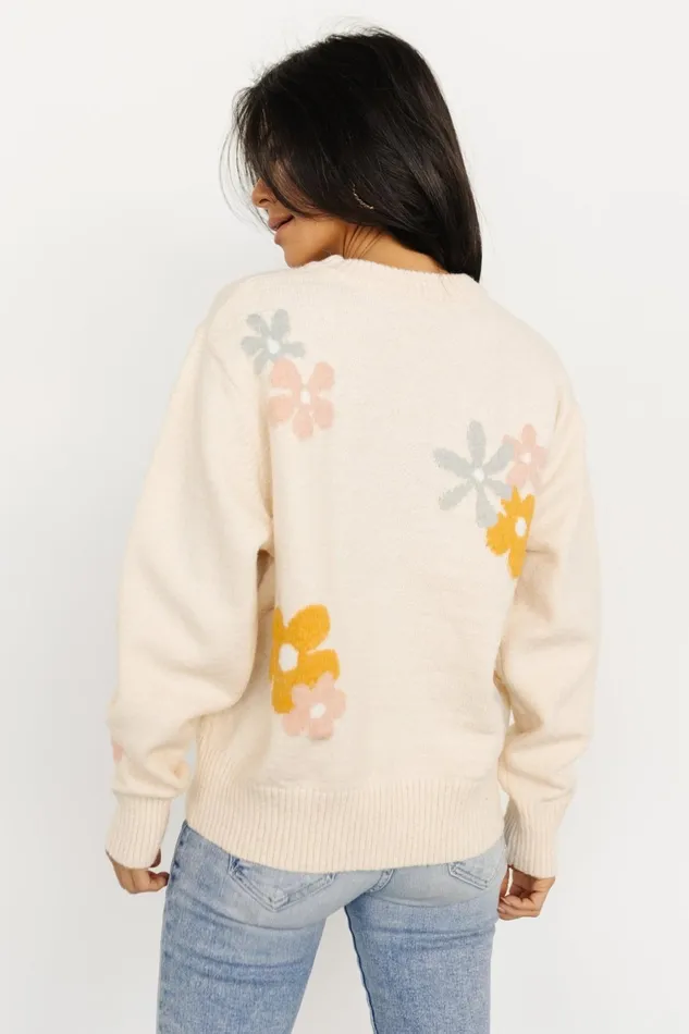 Roxy Sweater Cream Flower Women Baltic Born Sweaters Roxy Sweater Cream Flower Women Baltic Born Sweaters