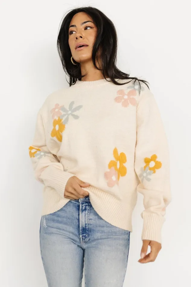 Roxy Sweater Cream Flower Women Baltic Born Sweaters Roxy Sweater Cream Flower Women Baltic Born Sweaters