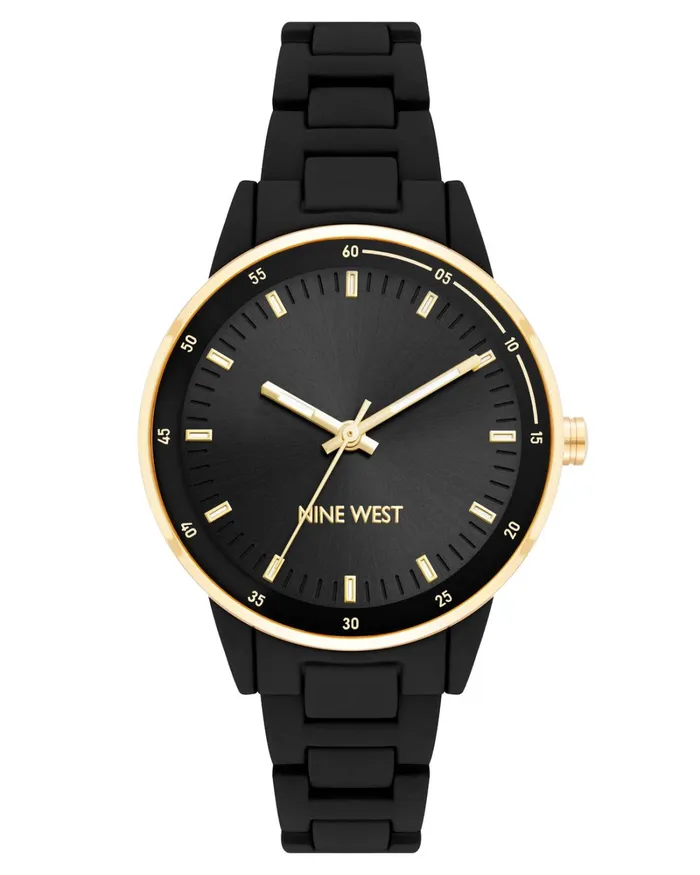 Rubberized Bracelet Watch Black Women Nine West Straps