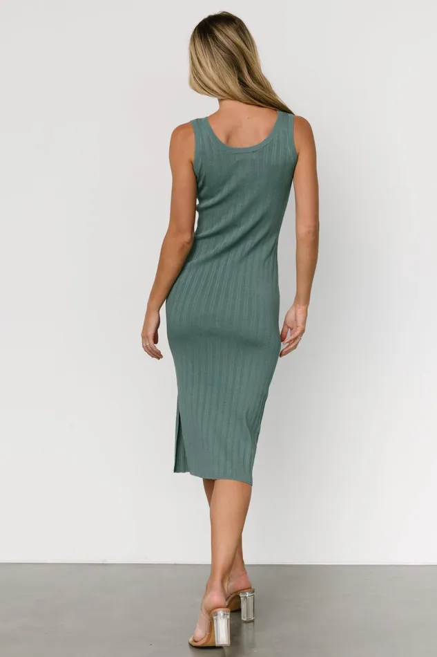 Rue Ribbed Midi Dress Eucalyptus Women Baltic Born Midi Dresses Rue Ribbed Midi Dress Eucalyptus Women Baltic Born Midi Dresses
