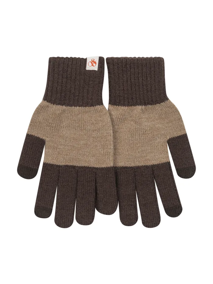 SandS COLOR BLOCK KNIT GLOVE Dark Brown Men Scotch and Soda Hats Scarves and Gloves SandS COLOR BLOCK KNIT GLOVE Dark Brown Men Scotch and Soda Hats Scarves and Gloves