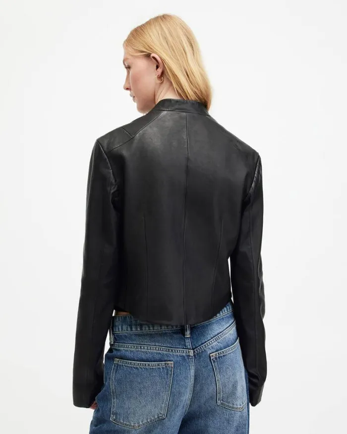 Sadler Slim Fit Leather Jacket Black Women AllSaints Jackets and Coats