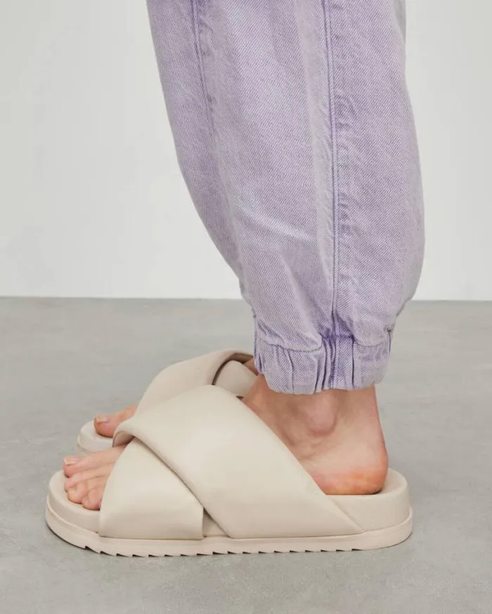 Saki Crossover Leather Sandals Chalk White Women AllSaints Shoes and Boots