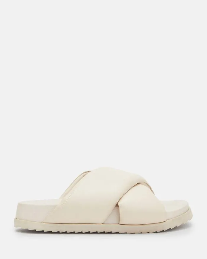 Saki Crossover Leather Sandals Chalk White Women AllSaints Shoes and Boots