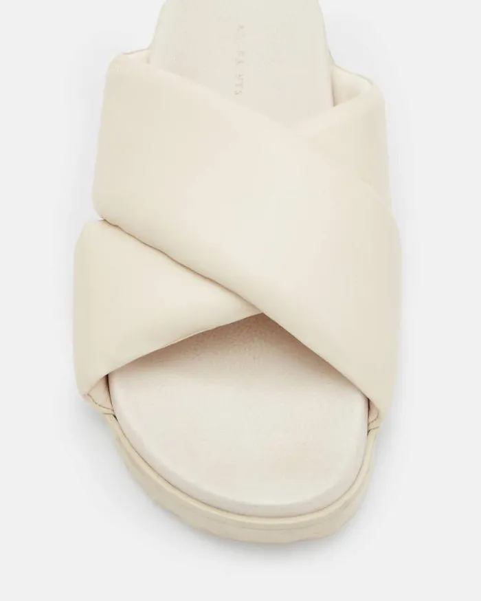 Saki Crossover Leather Sandals Chalk White Women AllSaints Shoes and Boots
