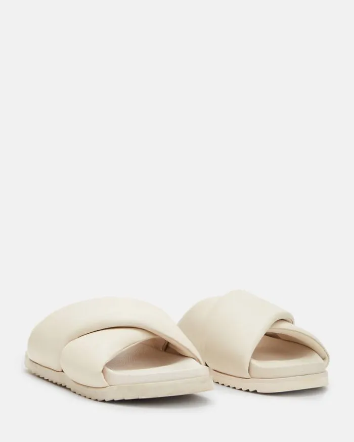 Saki Crossover Leather Sandals Chalk White Women AllSaints Shoes and Boots