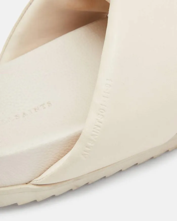 Saki Crossover Leather Sandals Chalk White Women AllSaints Shoes and Boots