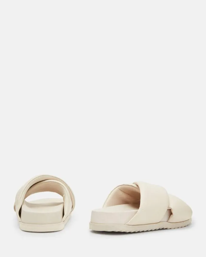 Saki Crossover Leather Sandals Chalk White Women AllSaints Shoes and Boots