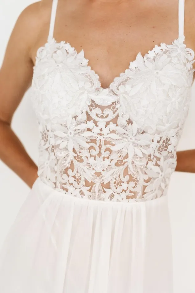 Samantha Lace Top Gown Off White Women Baltic Born Embellished Sequin Samantha Lace Top Gown Off White Women Baltic Born Embellished Sequin