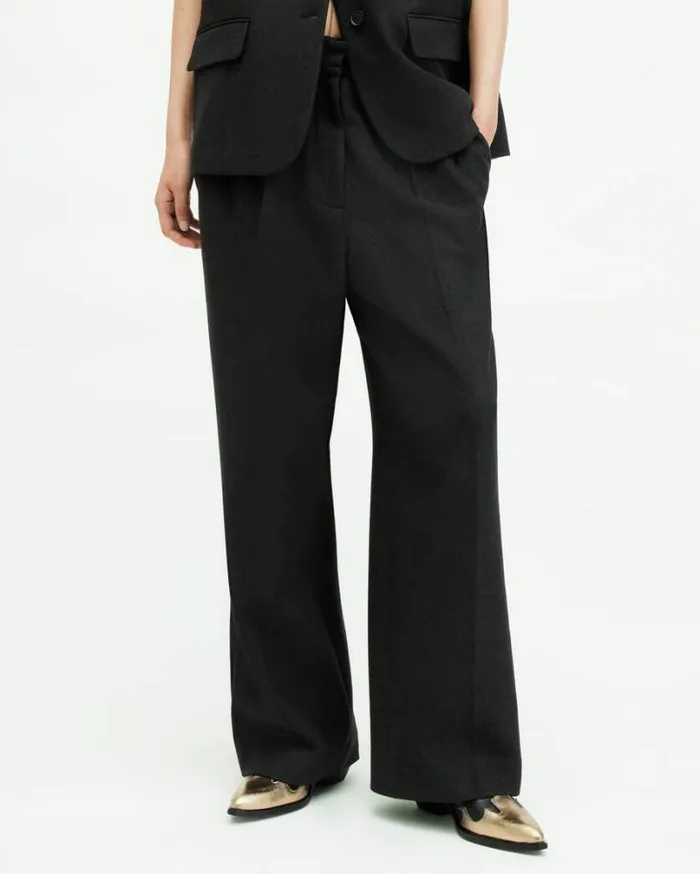 Sammey Wide Leg Relaxed Fit Pants Charcoal Grey Women AllSaints Pants and Leggings Sammey Wide Leg Relaxed Fit Pants Charcoal Grey Women AllSaints Pants and Leggings
