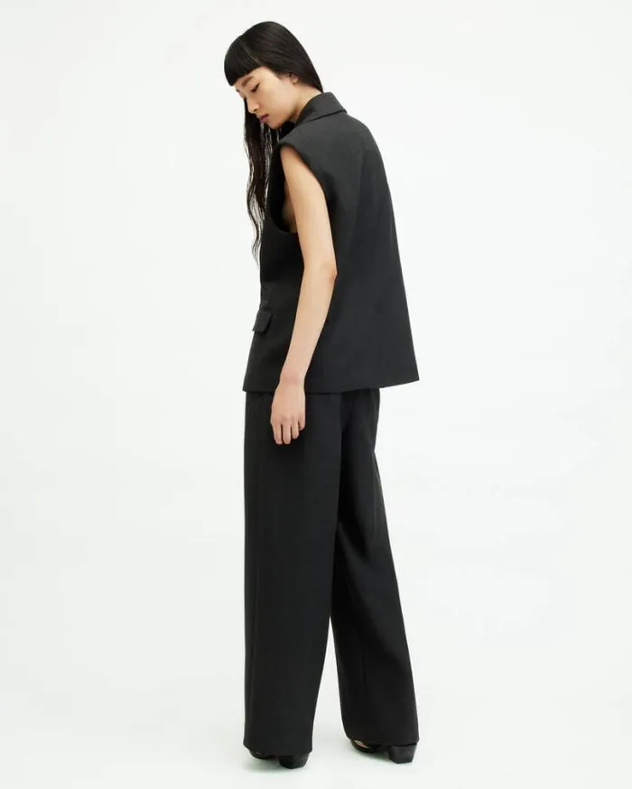 Sammey Wide Leg Relaxed Fit Pants Charcoal Grey Women AllSaints Pants and Leggings Sammey Wide Leg Relaxed Fit Pants Charcoal Grey Women AllSaints Pants and Leggings