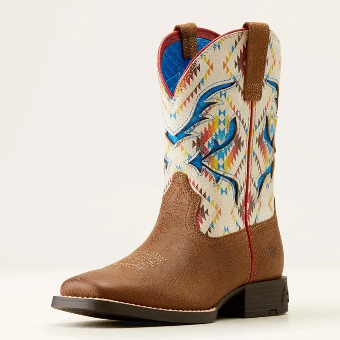 San Angelo VentTEK Western Boot Toasty Tanbright Saddle Blanket Kids Ariat Big Kids039 Footwear