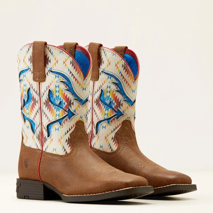 San Angelo VentTEK Western Boot Toasty Tanbright Saddle Blanket Kids Ariat Big Kids039 Footwear San Angelo VentTEK Western Boot Toasty Tanbright Saddle Blanket Kids Ariat Big Kids039 Footwear