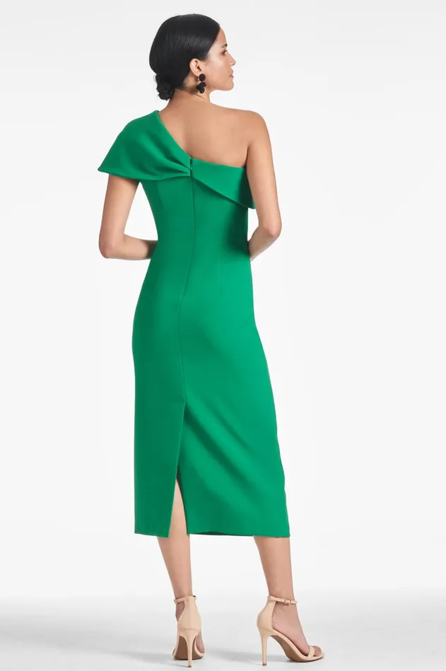 Sandra Dress 8211 Cadmium Green Women Sachin and Babi One Shoulder