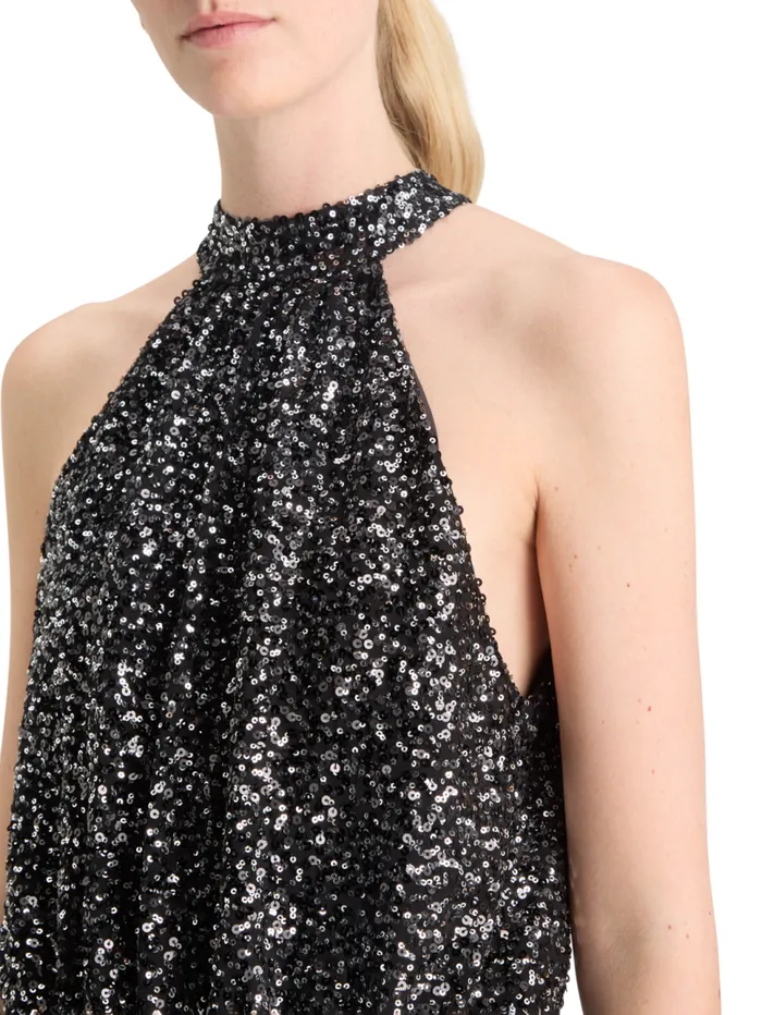 SEQUIN PLAYSUIT Silver Black Sequins Women Scotch and Soda Dresses and Jumpsuits SEQUIN PLAYSUIT Silver Black Sequins Women Scotch and Soda Dresses and Jumpsuits