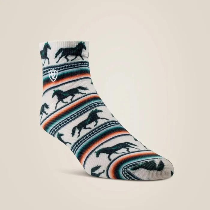 Serape Horseprint Qtr Crew 2 Pair Multi Color Pack Blackcreamserape Women Ariat Socks Serape Horseprint Qtr Crew 2 Pair Multi Color Pack Blackcreamserape Women Ariat Socks