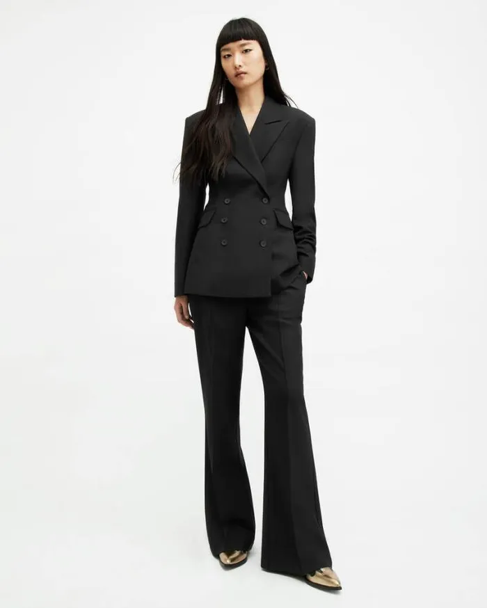 Sevenh HighRise Slim Flared Pants Black Women AllSaints Pants and Leggings