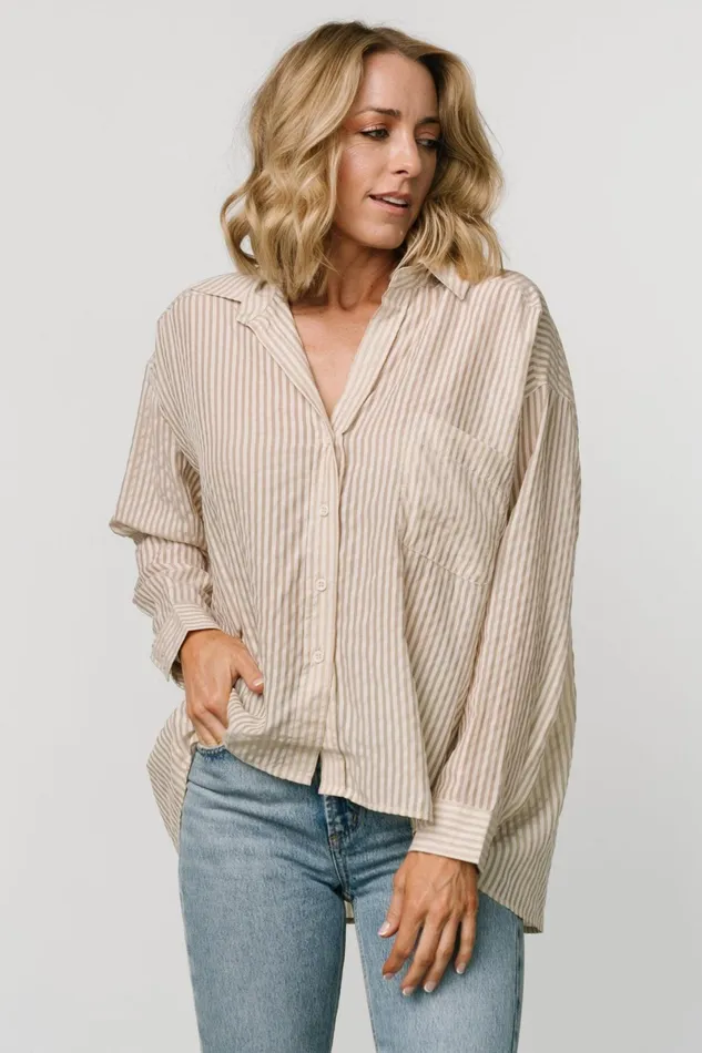 Sheldon Striped Oversized Top Natural Women Baltic Born Cover Ups Sheldon Striped Oversized Top Natural Women Baltic Born Cover Ups