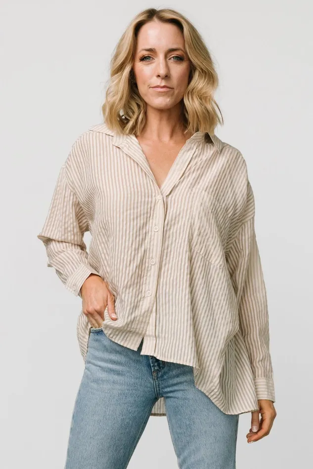 Sheldon Striped Oversized Top Natural Women Baltic Born Cover Ups Sheldon Striped Oversized Top Natural Women Baltic Born Cover Ups