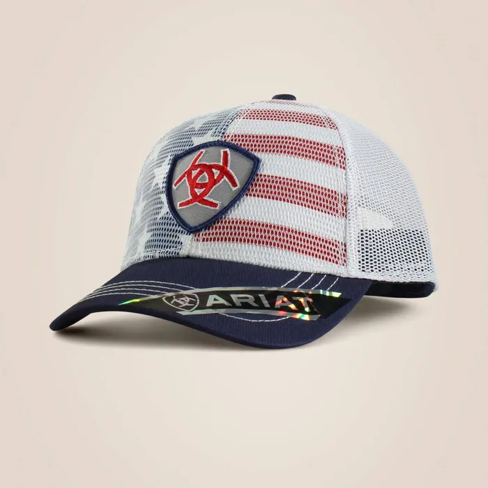 Shield Patch Cap White Men Ariat Hats and Caps