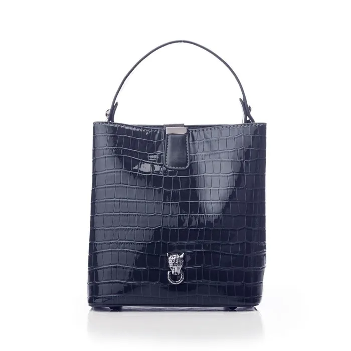 Shoulder Bags Women Moda In Pelle Adriana Bag Navy Patent Mocc Croc