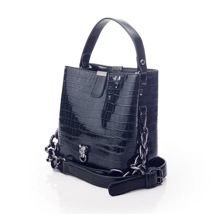 Shoulder Bags Women Moda In Pelle Adriana Bag Navy Patent Mocc Croc