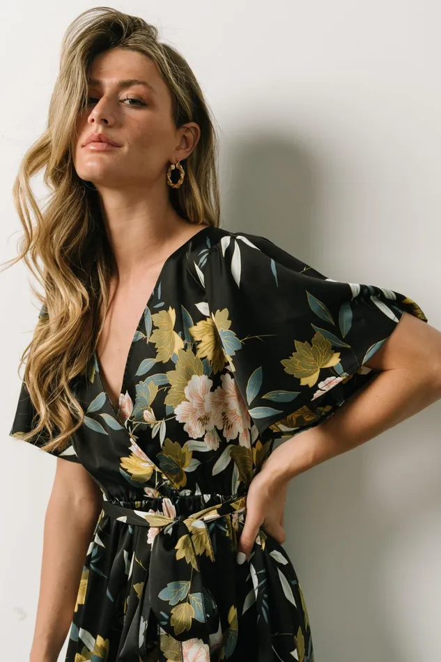 Sicily Satin Maxi Dress Black Floral Women Baltic Born Mother Of The Bride Sicily Satin Maxi Dress Black Floral Women Baltic Born Mother Of The Bride