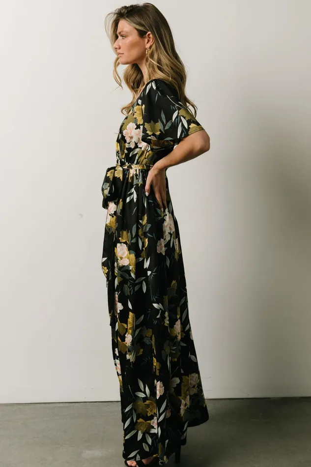 Sicily Satin Maxi Dress Black Floral Women Baltic Born Mother Of The Bride Sicily Satin Maxi Dress Black Floral Women Baltic Born Mother Of The Bride