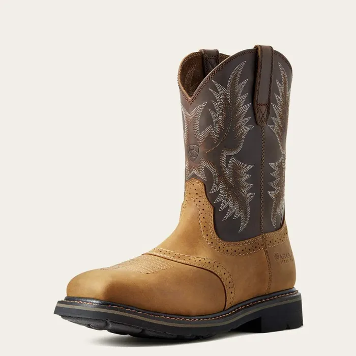 Sierra Wide Square Toe Steel Toe Work Boot Aged Bark Men Ariat Work Boots