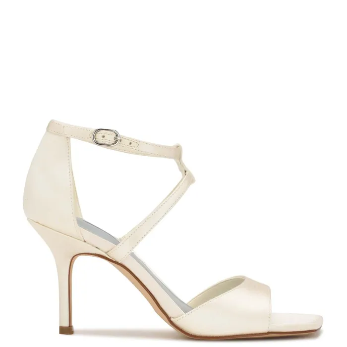 Sighs Heeled Sandals Silver Shimmer Women Nine West Mid Heels