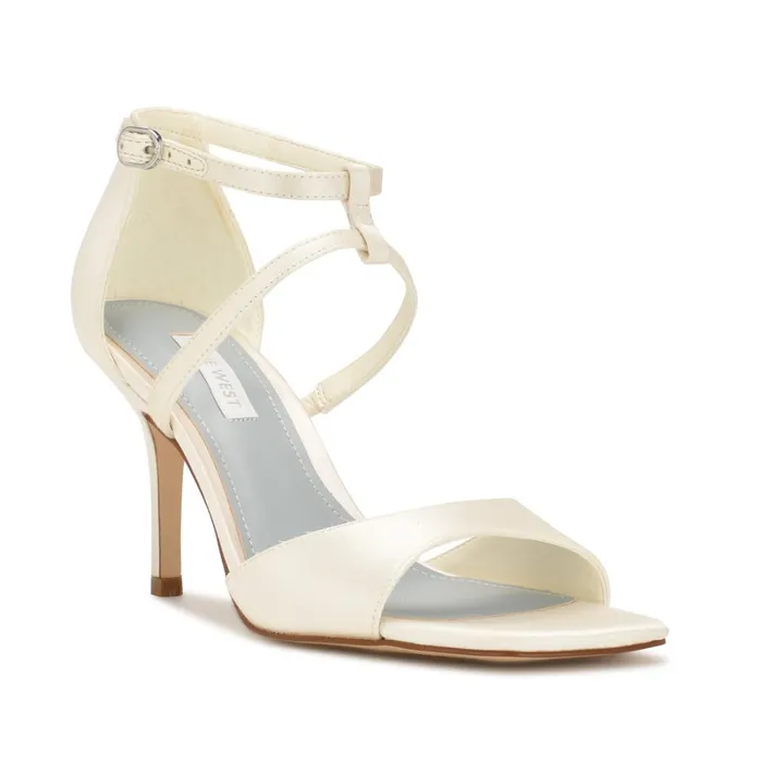 Sighs Heeled Sandals Silver Shimmer Women Nine West Mid Heels Sighs Heeled Sandals Silver Shimmer Women Nine West Mid Heels
