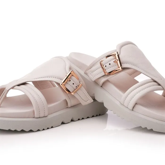 Slider Sandals Women Moda In Pelle Shoon Sh Impost Off White Leather Slider Sandals Women Moda In Pelle Shoon Sh Impost Off White Leather