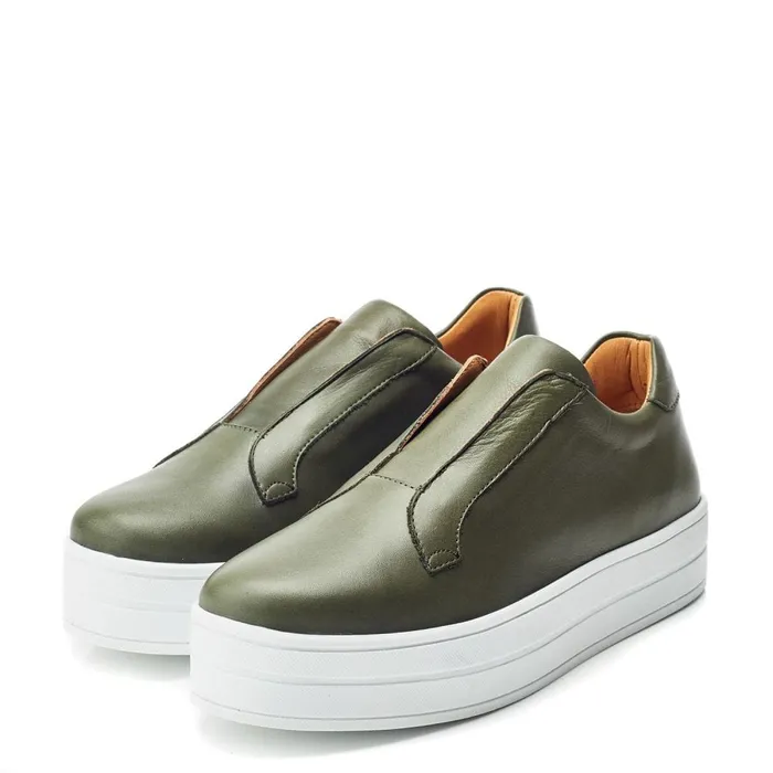 SlipOn Trainers Women Moda In Pelle Bsoleful BBath Khaki Leather