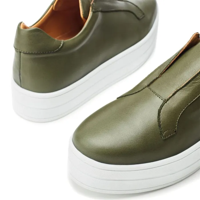 SlipOn Trainers Women Moda In Pelle Bsoleful BBath Khaki Leather