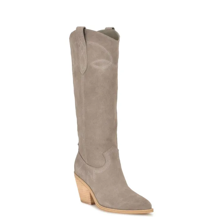 Smash Western Boots Taupe Suede Women Nine West Boots and Booties Smash Western Boots Taupe Suede Women Nine West Boots and Booties