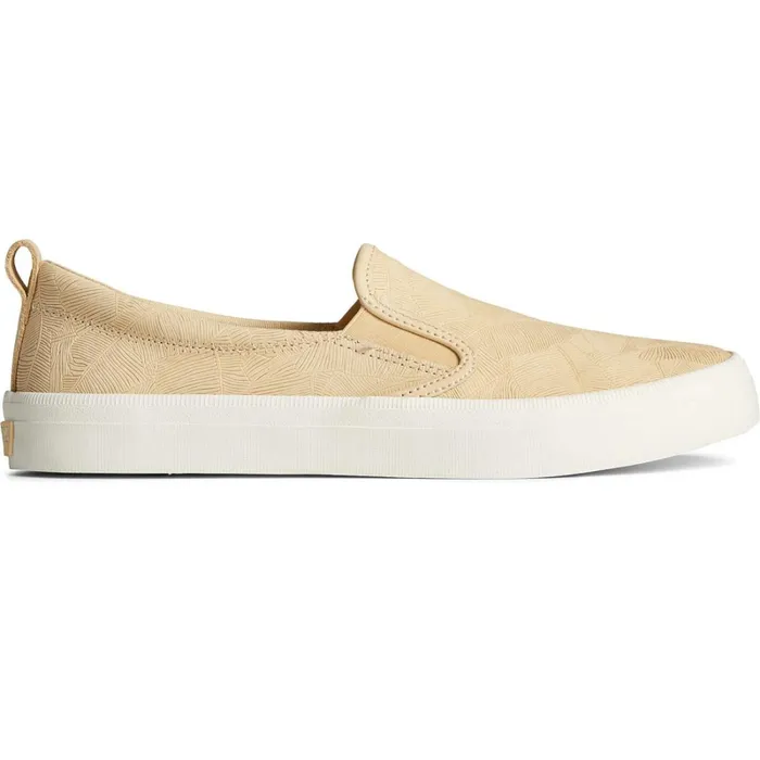 Sneakers Women Sperry Crest Leather Palm Embossed Slip On Sneaker Chamomile