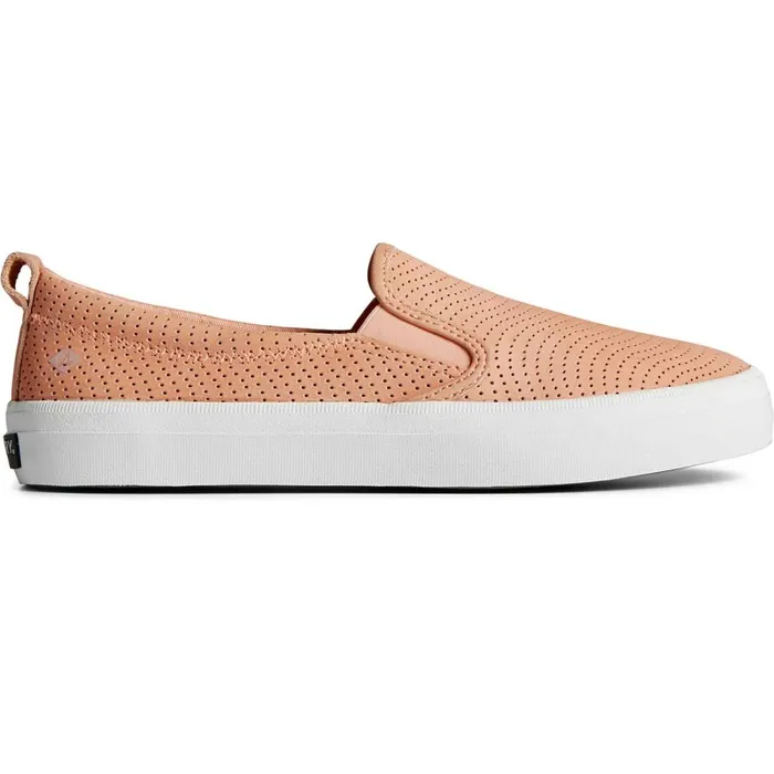 Sneakers Women Sperry Crest Twin Gore Leather Wave Perforated Sneaker Peach