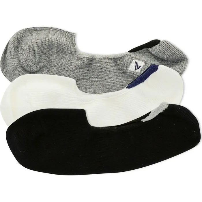 Socks and Liners Men Sperry Feed Stripe 3Pack Liner Charcoalblack